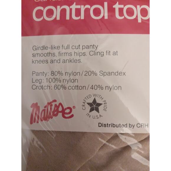 Vintage 80s Matisse Control Top Pantyhose Nylons Brown Suntan Tall - Picture 5 of 6